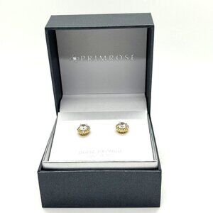 Primrose 18K Gold Over Sterling Silver Cubic Zirconia Halo Stud Earrings
